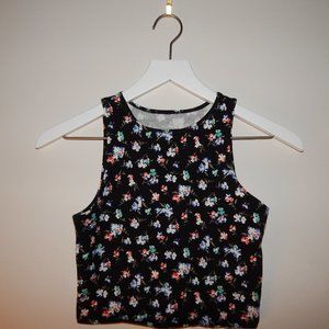 Black Foral Crop Top
